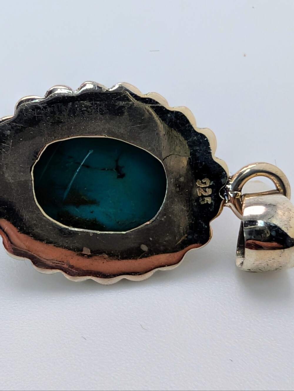 Kingman Turquoise Oval Pendant S925 Sterling Silver - Picture 4 of 4